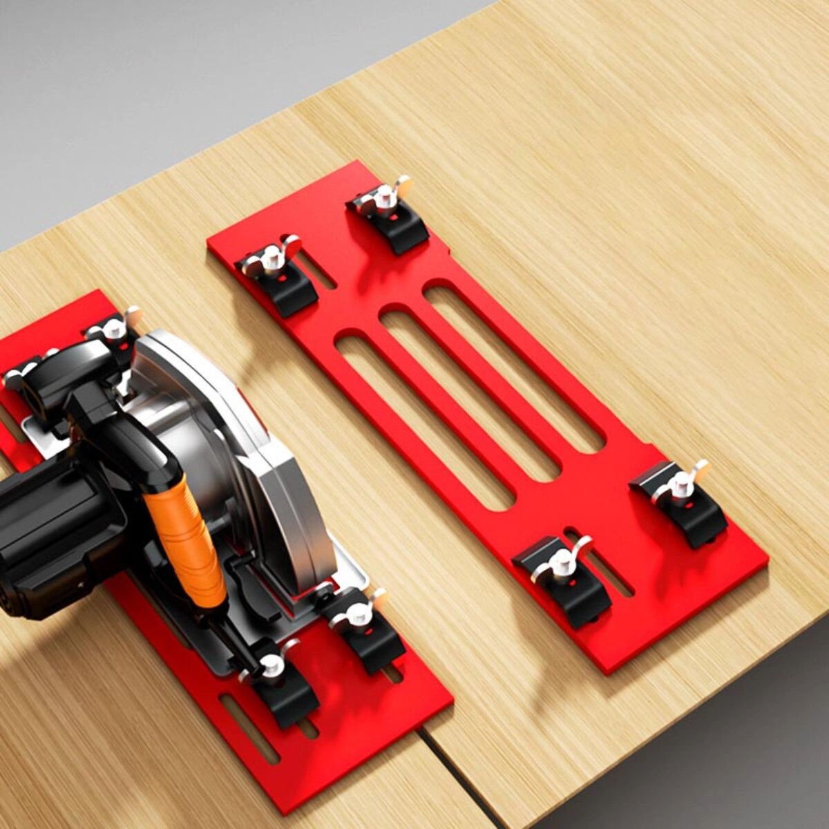 INF Base de guide pour scie à table - Support anodisé rouge en aluminium pour guide parallèle, positionnement des pièces et