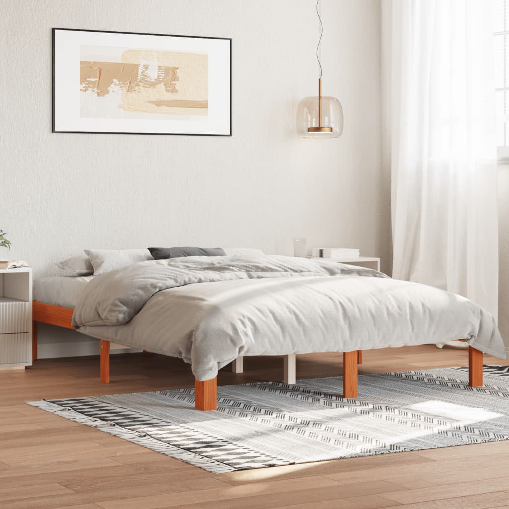 17 Stories Nouri Solid Wood Platform Bed Wax brown Small Double (4')