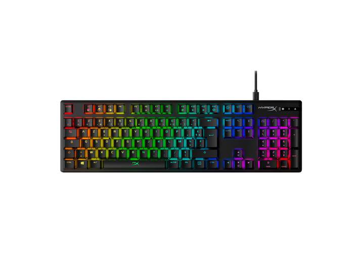 Origine en alliage - Clavier mécanique de jeu - Rouge HX (disposition FR), Taille réelle (100 %), Avec fil, USB, Clavier mécanique, LED RGB, Noir 4P4F