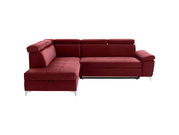 Ecksofa, Bordeaux, 271x206 cm, Textil, Liegefunktion & Ottomane Links, Modern, CARRYHOME