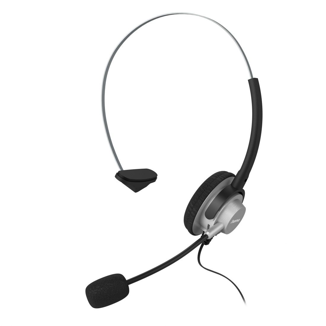 Hama 201157 On-Ear-Headset für DECT-Telefone 2,5-mm-Klinke Ohraufliegender Kopfhörer kabelgebunden (Schwarz, Silber) 00201157