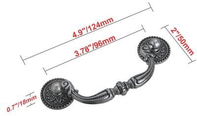 "Utopia Alley Tipton Pull Handle - Decorative Cabinet Antique Iron Drop Pull Handles, 3.78"" Center to Center"