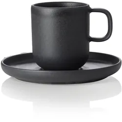 ROCKZZERO® - Ober- und Untertasse, 0,09 ltr., Set á 6 Stück, midnight, Steinzeug