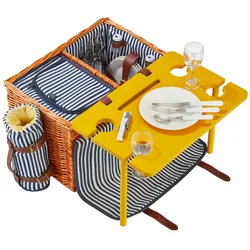 TecTake GmbH Picknickkorb Rügen für 4 Personen, mit Kühlfach & Zubehör - braun