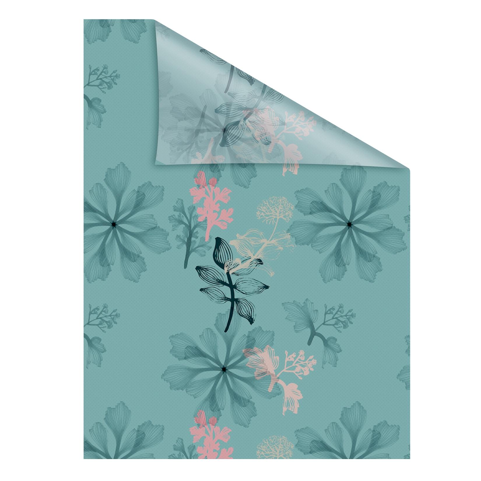 Lichtblick Fensterfolie selbstklebend, Sichtschutz, Aqua Floral - Blau