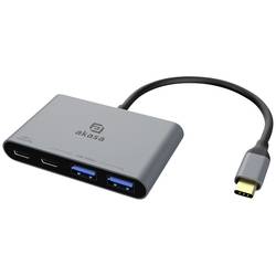 Akasa 2+2 Port USB-Hub mit USB-C® Stecker, mit Schnellladeport Aluminium (eloxiert) AK-CBCA31-18BK USB Type-C 4-In-1 Hub