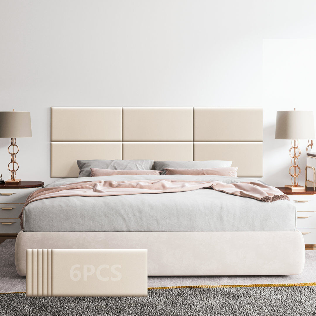 WOWMAX Faux Leather Peel Stick Wall Panels Beige 30cm H x 60cm W