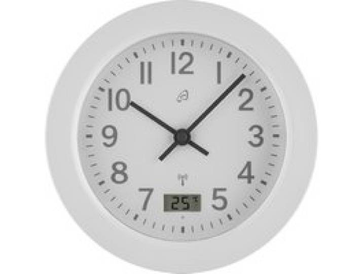 AURIOL® Horloge de salle de bain radiopilotée, avec 4 ventouses à l'arrière. (blanc)