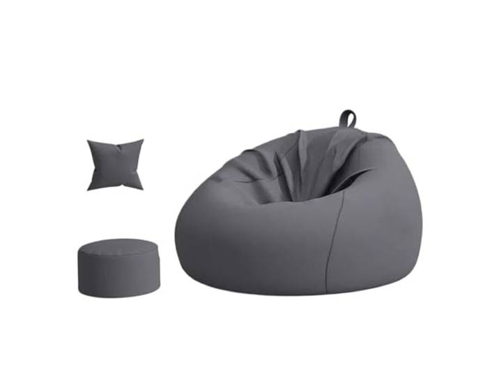 Xumh2024-3 Sitzsack Sitzsackstuhl mit Ottomane und Kissen for Sitzen Liegen im Wohnzimmer(Grigio,Klein)
