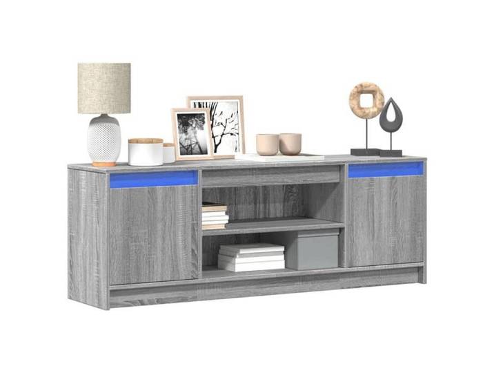 Gris Meuble TV avec LED sonoma gris 139 5x34x50 cm bois d'ingénierie - ARMOIRE TV H11199