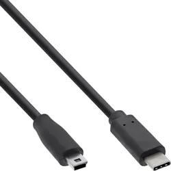 InLine USB 2.0 Kabel, USB-C Stecker an Mini-B Stecker, schwarz, 1,5m