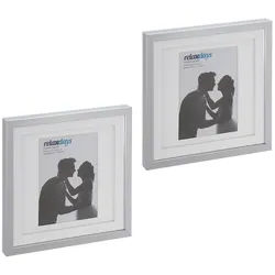 Relaxdays Bilderrahmen 2er Set, 25x25 cm, quadratisch, Fotorahmen zum  Aufhängen oder Hinstellen, Passepartout, silber