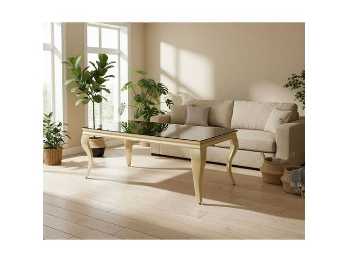 Table basse BAROQUE Gold 120x60x45 cm – Plateau Noir