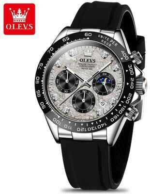 Fashion Sheath Luxury Quartz Watch For Men Waterproof Chronograph Wristwatch sliver Grey