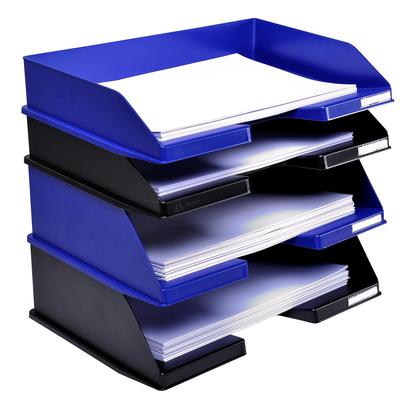 Exacompta 11214D 4x Briefablage Combo Maxi, 25,5 x 36,5 x 10,3 cm, für Dokumente im Format A4, Schwarz