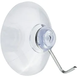 100 Saugnäpfe mit Haken 40 mm, Weich-PVC, Edelstahl, transparent