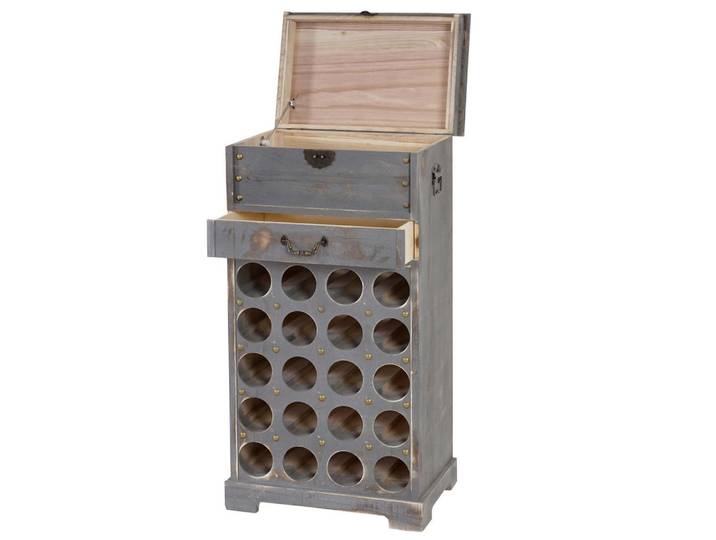 Jamb Weinregal Grau, Holz, 48x94x31 cm, Wohnzimmer, Regal, Weinregal