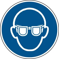 Gebotsschild, Augenschutz benutzen M004 - ASR A1.3 (DIN EN ISO 7010) - 200x0.45 mm Aluminium geprägt