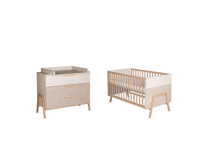 Schardt Babyzimmer Happy, Buche, Beige, Holz, Buche, 3 Schublade(n) Schubladen, 86.5 cm, zum Juniorbett umbaubar, höhenverstellbar, Lattenrost inklusive, Schlupfsprossen, Babymöbel, Babyzimmer-Sets