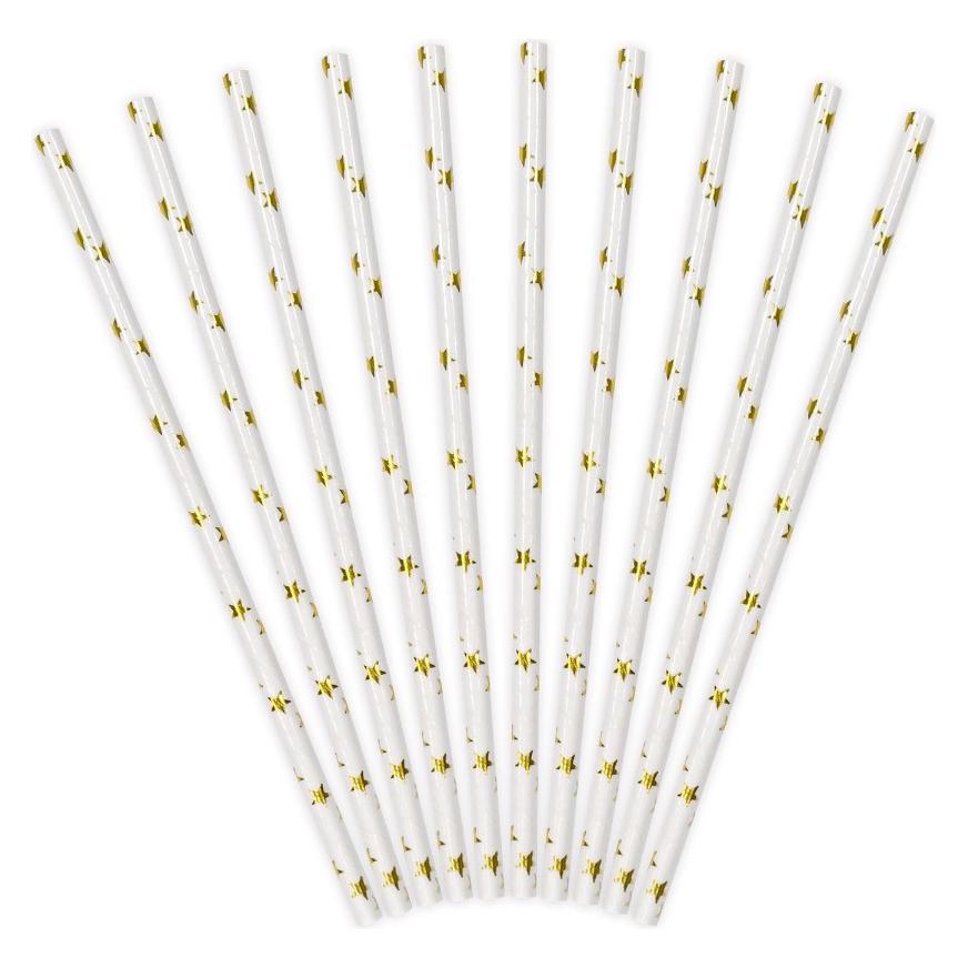 Partydeco Papiertrinkhalme Goldene Sterne (10 Stck.) (10x) (509967)