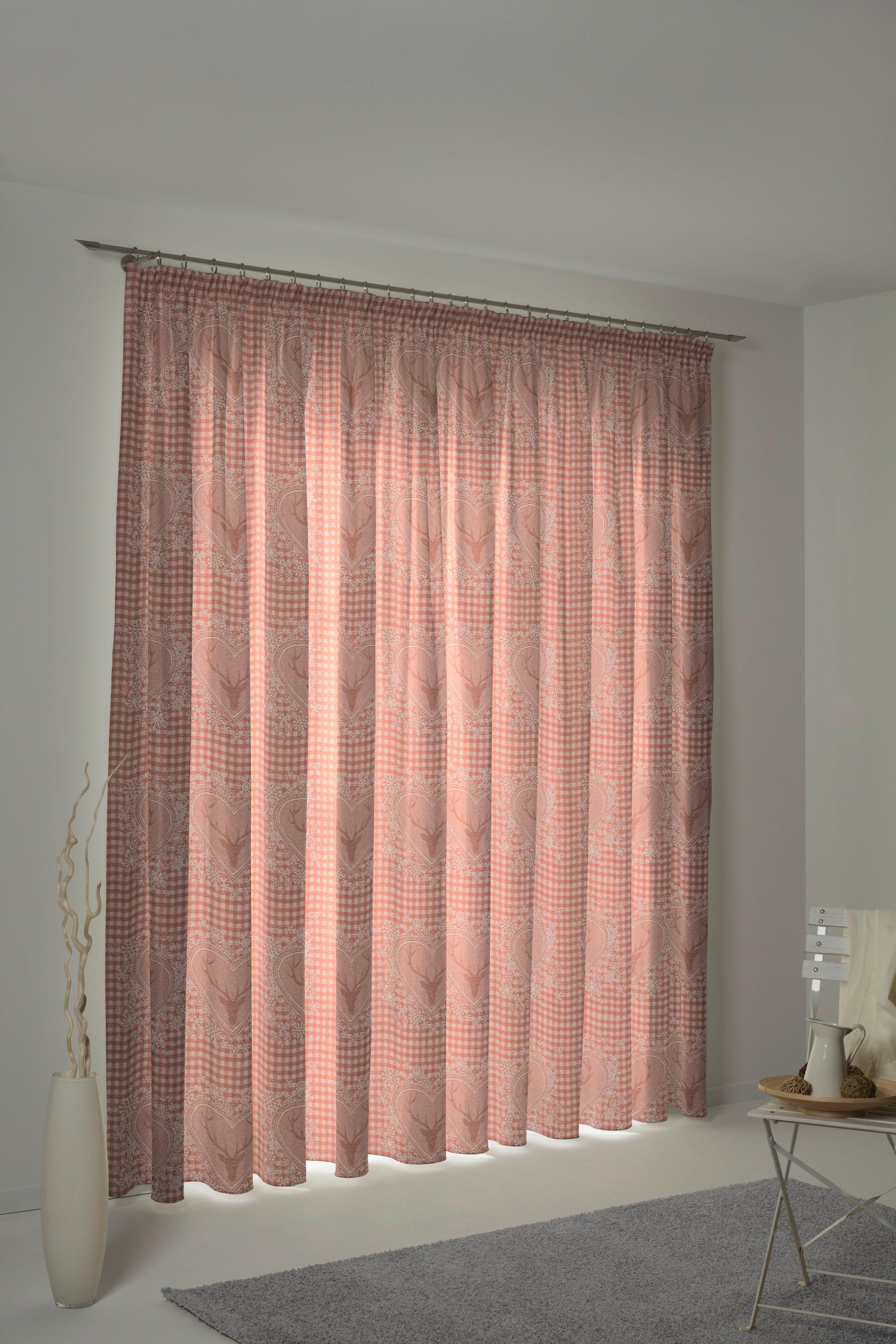 Vorhang WIRTH "Stuben" Gr. 1, rot (apricot), B:65cm H:125cm, Jacquard, Baumwolle, Polyester, Gardinen, Vorhang