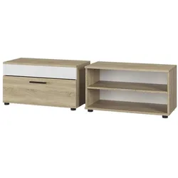 Vicco, Wohnwand, Wohnzimmerschränke Berno, Sonoma/Weiss, 2 Teile (70.80 x 35.30 x 38.90 cm)