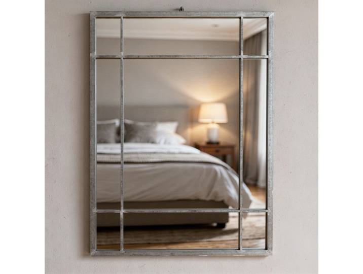 Miroir Art Déco en métal finition zinc 67 x 97 Wallis