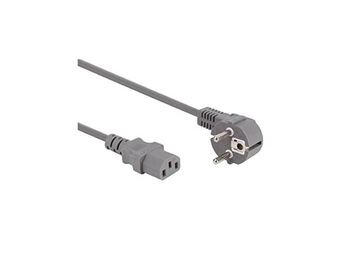 Perel Voedingskabel, H05VV-F 3G1, 3 m, 10 A/230 V, 2500 W, type E/F 90° naar C13, voor binnen, pvc, grijs