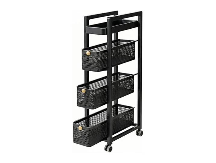 Rv2sGf3kH Küchenwagen Schlanker, rollender Küchenwagen, Mehrzweck-Lagerregal, Gemüsekorb, Regal(Schwarz)