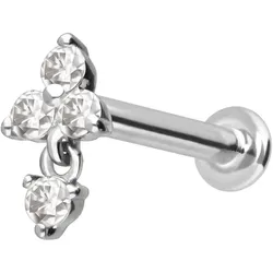 14 Karat Gold Labret mit Innengewinde MOISSANIT-BLUME + MOISSANIT
