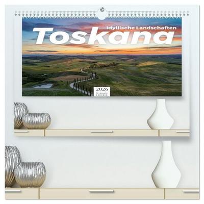 Toskana - idyllische Landschaft (hochwertiger Premium Wandkalender 2026 DIN A2 quer), Kunstdruck in Hochglanz