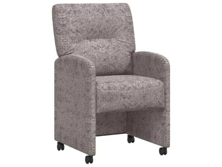 HKLGBVCR Esszimmerstühle mit Rädern, 2 Stück, Kunstleder, Wildleder Gepolsterte Sitze, gebogene Armlehnen, Rückseite fertig, Sperrholz, Metall, Rollen, für den täglichen Gebrauch