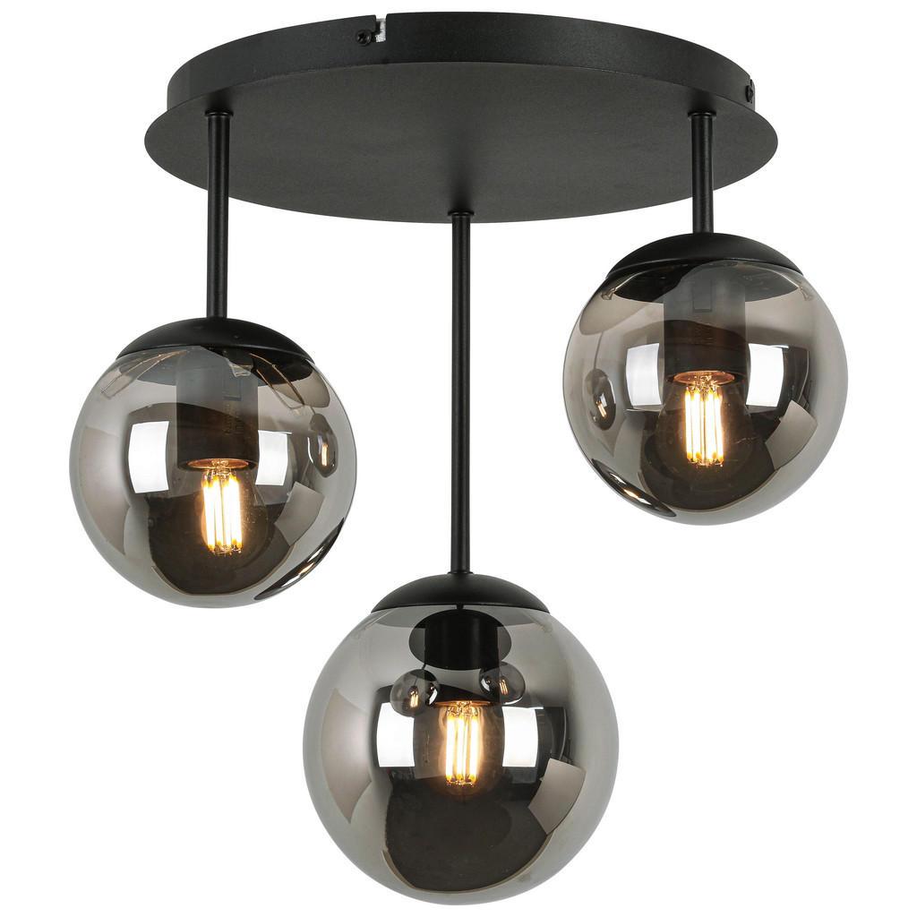 Novel Deckenleuchte , Schwarz, Chromfarben , Metall, Kunststoff, Glas , 36x38x35.5 cm , Lampen & Leuchten, Innenbeleuchtung, Deckenlampe, Deckenlampen