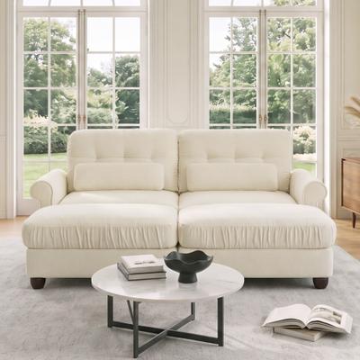 Unbranded "69.2"" Modular Chenille 2-Seater Sofa, Rolled Arms with Lumbar Pillows Loveseat"