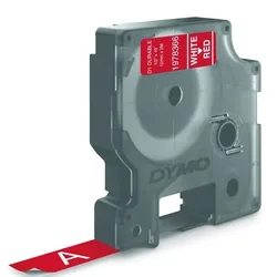 DYMO Schriftband Vinyl D1 12mm/3m, weiß auf rot