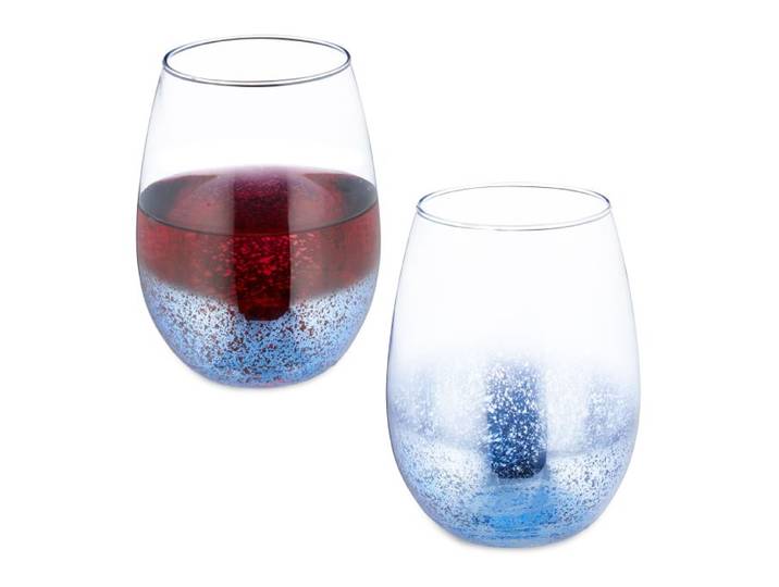 Relaxdays Weingläser ohne Stiel 2er Set blau