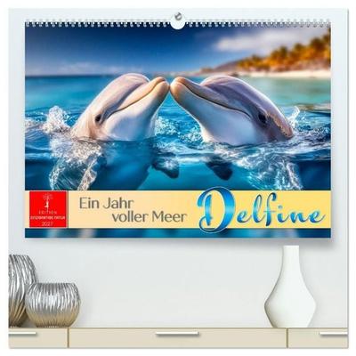 Delfine - ein Jahr voller Meer (hochwertiger Premium Wandkalender 2027 DIN A2 quer), Kunstdruck in Hochglanz