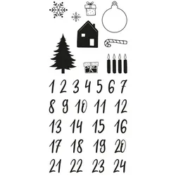 Clear Stempel-Set "Adventskalenderzahlen + Weihnachtsmotive"
