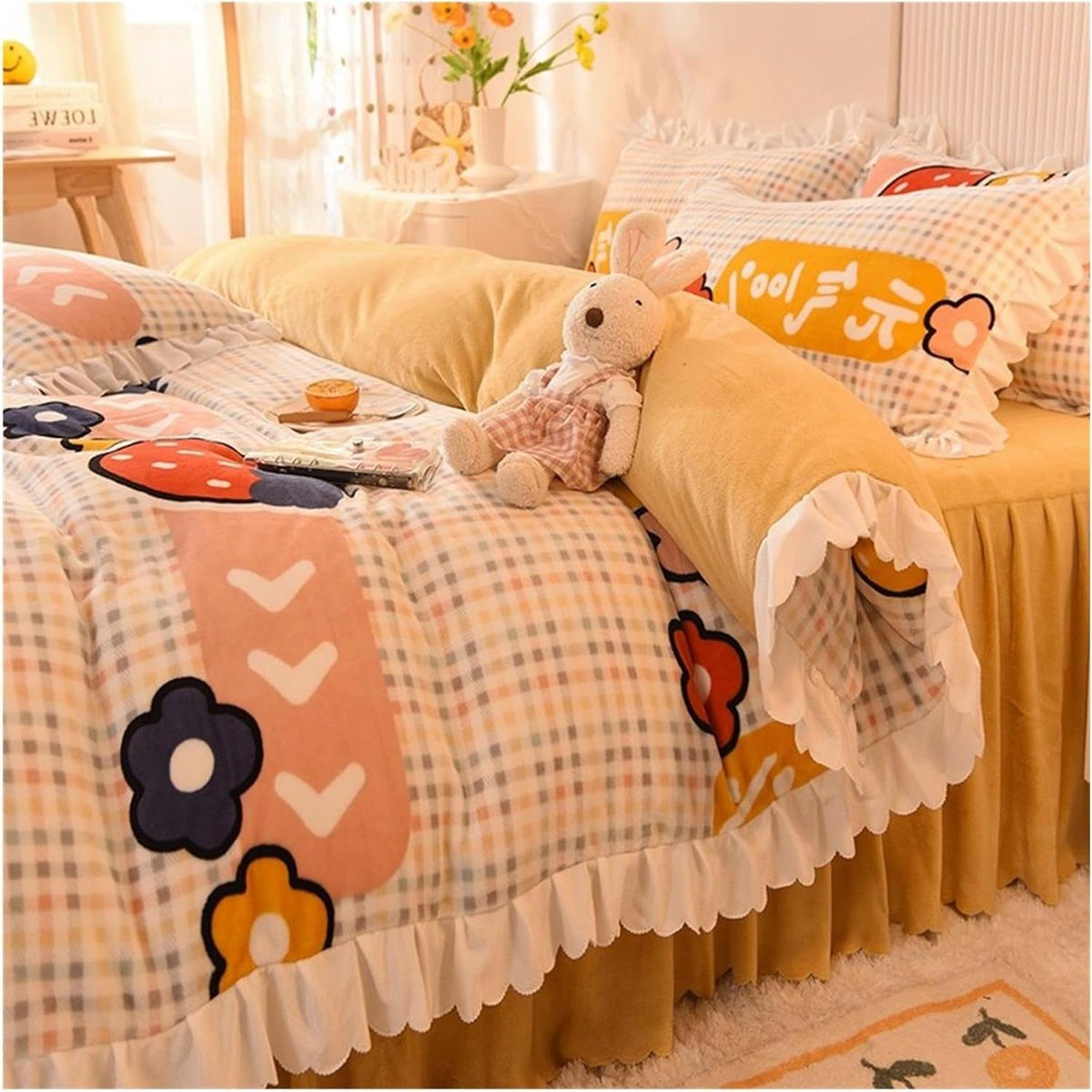 Levendig Fleece Dekbedset met Dubbelzijdig Fluweel - 1,8 Meter