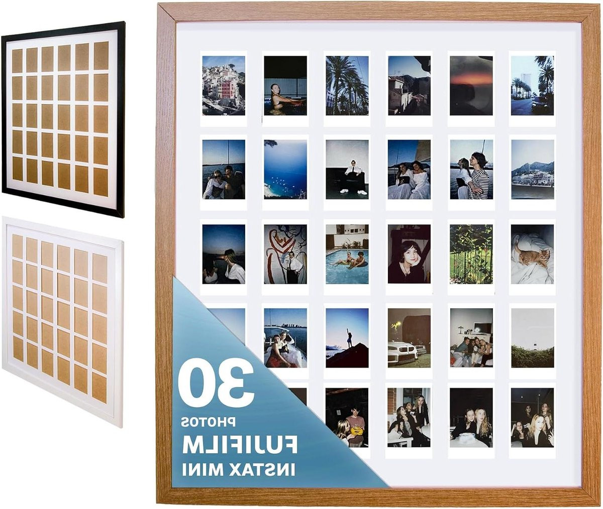 Fotolijst Collage Wanddecoratie Houtkleur - 30 Foto Plekken - 53 cm