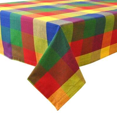 DII Palette Check Indian Summer Kitchen Tablecloth