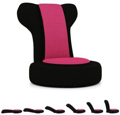 Costway Floor Comfy Gaming Leisure Chair with Adjustable Headrest and Backrest-Pink