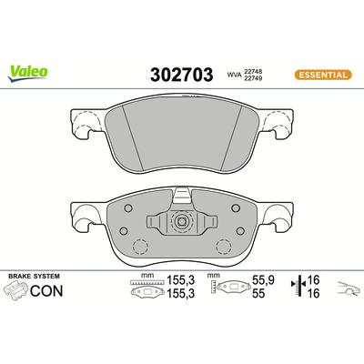VALEO Bremsbelagsatz, Scheibenbremse 302703 Vorderachse für Ford