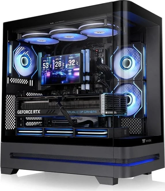 Arcus 290 TG ARGB Black, Tower-Gehäuse schwarz, Tempered Glas, Panoramablick