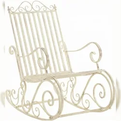 DELUKE Schaukelstuhl ANNA Antik Outdoor 56x90x94cm, Metall, Antik-Creme Gartenstuhl Liegestuhl Relaxstuhl Garten Terrasse