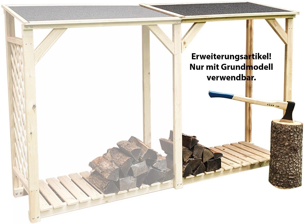 Kaminholzregal-Erweiterung PROMADINO "Speyer", beige (natur), B:119,5cm H:148cm T:68cm, Holzwerkstoff, Kaminholzlager, Kaminholzregal-Erweiterung natur B/H/T: 119,5cm x 148cm x 68cm