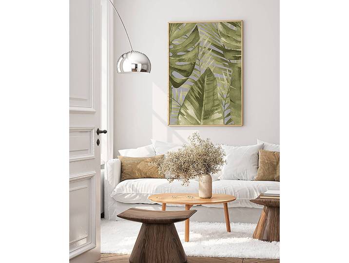 Bild Palm Banana Leaves Buche Massiv, lackiert Acrylglas Multicolor 63 x 83cm