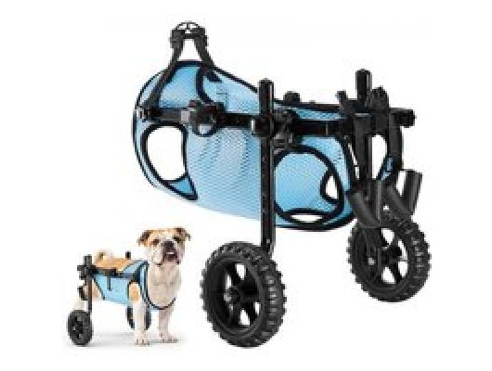 VEVOR Fauteuil Roulant pour Chien Pattes Arrières Chariot à 2 Roues Léger, Réglable en Hauteur, Largeur, Longueur, avec Roues Amortissantes, pour Chiens Blessés et Handicapés de 15 kg Max, Taille M