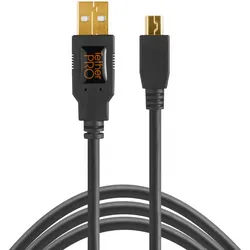 TETHER TOOLS TetherPro USB-Datenkabel für USB 2.0 an USB 2.0 Mini-B (5-Pin) - 4,6 Meter Länge (schwarz)