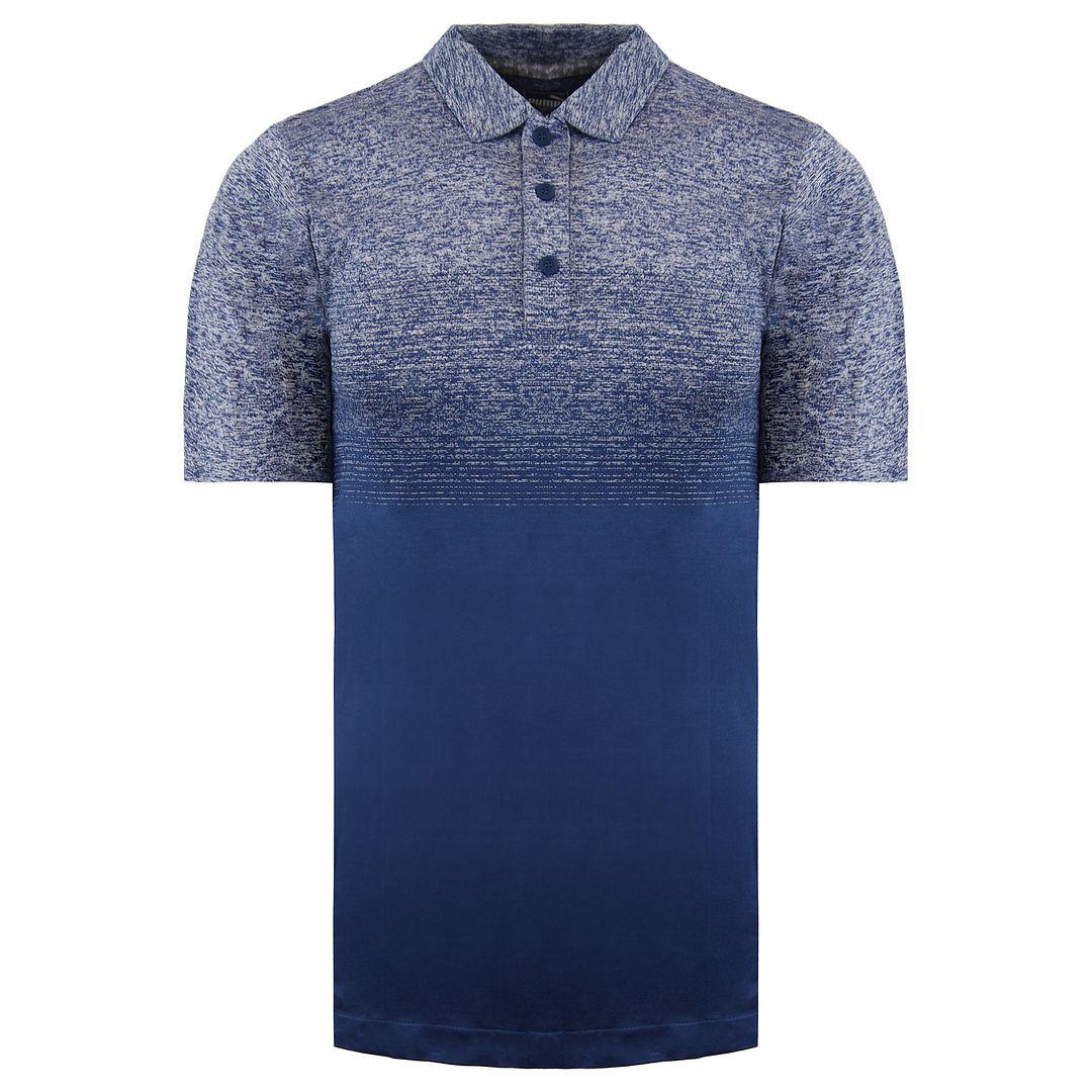 Puma EvoKnit Performance Fit Korte Mouw Blauw Ombre Heren Poloshirt 595106 01